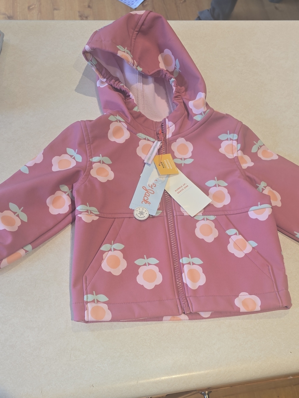 Cat & Jack Pink Floral Toddler Lightly Lined Jacket/ Raincoat Size 12 months